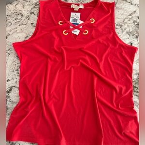 MICHAEL Michael Kors Coral Lace-Up V-Neck Sleeveless Top